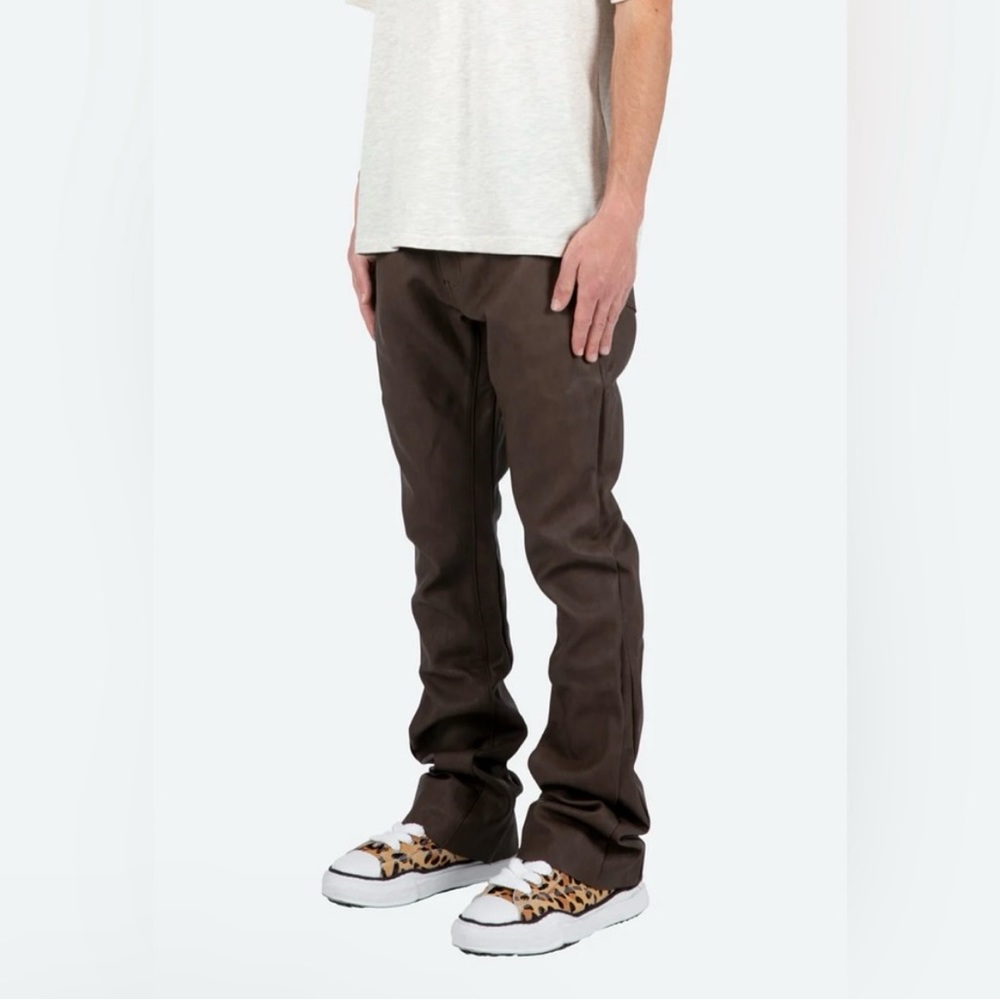 Mnml jeans faux leather flare pants brown 32 NWOT